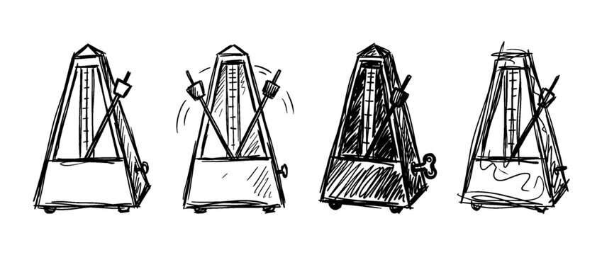 metronome , pen scribble , kid Hand drawn , vector