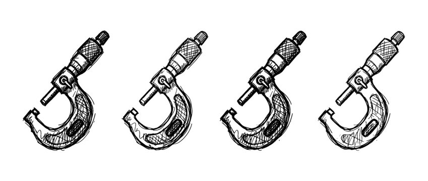 micrometer , pen scribble , kid Hand drawn , vector