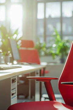 An office chair sitting in front of a computer monitor vertical frame