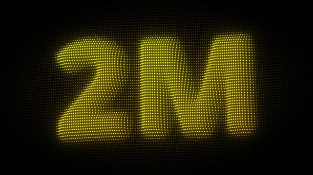 3D Golden 2M, Two Million Number Particle Animation on Dark Background, Glowing Dot Grid 3D Rotating Million Milestone Symbol Seamless Loop, 4K