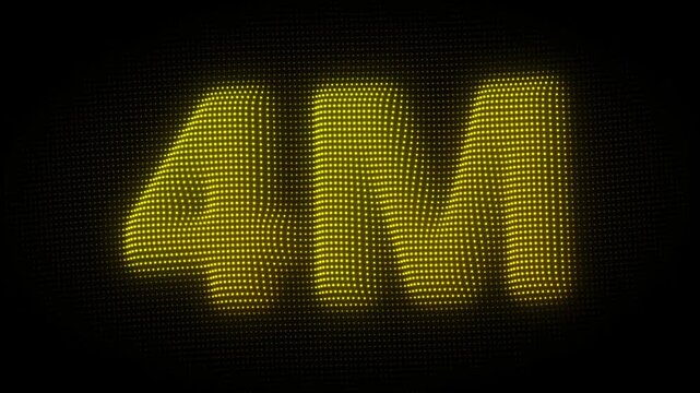 3D Golden 4M, Four Million Number Particle Animation on Dark Background, Glowing Dot Grid 3D Rotating Million Milestone Symbol Seamless Loop, 4K