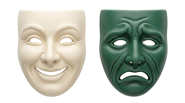 Smiling and screaming mask pair illustration
