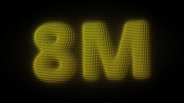 3D Golden 8M, Eight Million Number Particle Animation on Dark Background, Glowing Dot Grid 3D Rotating Million Milestone Symbol Seamless Loop, 4K