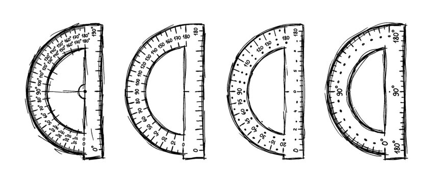 protractor , pen scribble , kid Hand drawn , vector