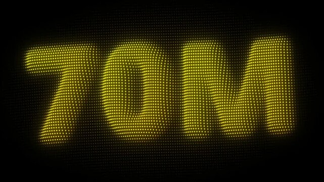 3D Golden 70M, Seventy Million Number Particle Animation on Dark Background, Glowing Dot Grid 3D Rotating Million Milestone Symbol Seamless Loop, 4K
