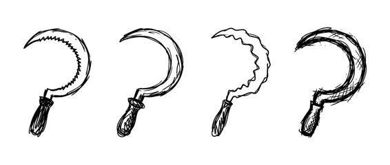 Fototapeta premium sickle , pen scribble , kid Hand drawn , vector