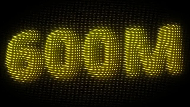 3D Golden 600M, Six Hundred Million Number Particle Animation on Dark Background, Glowing Dot Grid 3D Rotating Million Milestone Symbol Seamless Loop, 4K