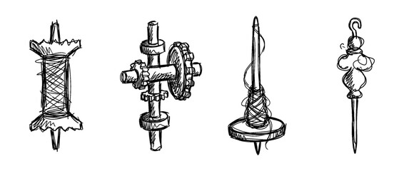 Naklejka premium spindle , pen scribble , kid Hand drawn , vector