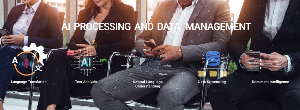 People Engaged in AI Processing and Data Management with Mobile Devices in Modern Office Setting Featuring Multiple Applications and Tasks Haptic.