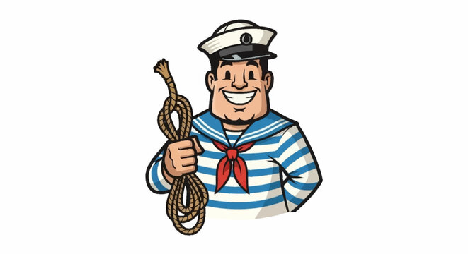 Cartoon sailor holding rope