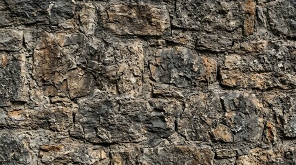 Fototapeta premium Rough Gray Stone Wall Forming Weathered Textured Masonry Background