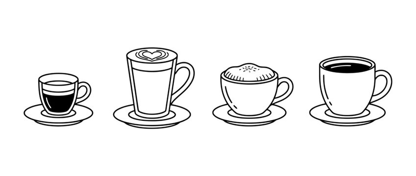 A stylish collection of coffee cups is depicted in this image, celebrating different coffee styles and the joy of enjoying diverse flavors in one visual.