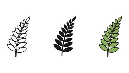 three green fern leaves isolated on white vector illustration © FirujaStock