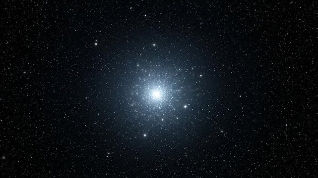 A bright star cluster in space.