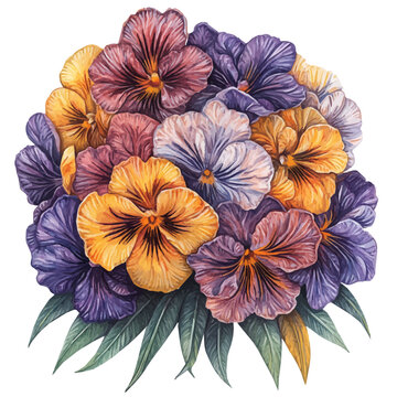 Polyanthus Flower, watercolor drawing vector, isolated on a white background.