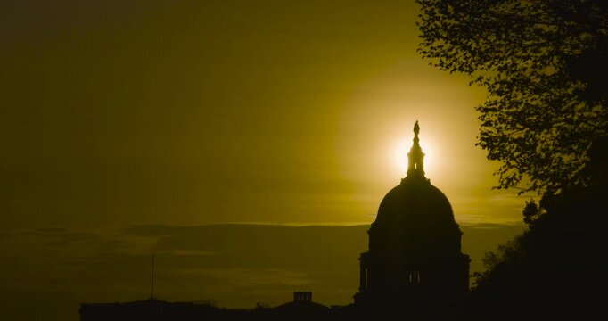 Morning Sun Directly Behind US Capitol Dome