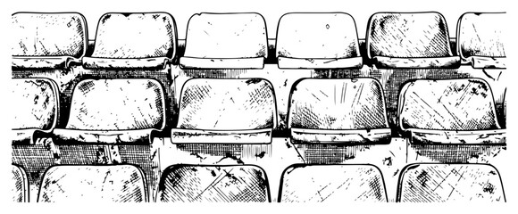 Stadium seating rows in empty arena tribune in vintage engraving style © Anna