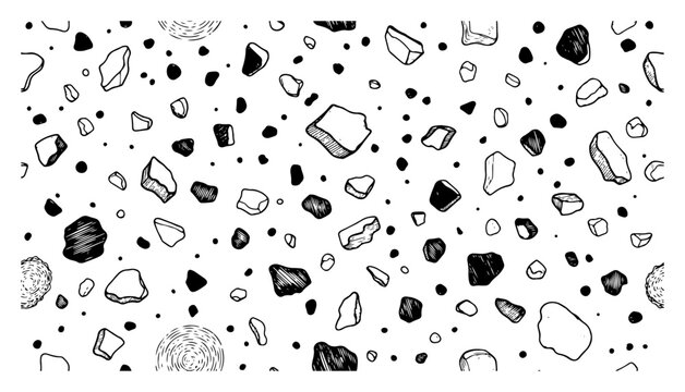 Scattered rocks and stones pattern in hand drawn sketch style