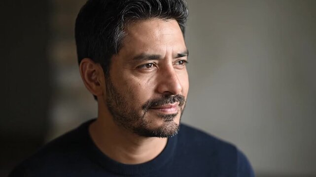 Close-up portrait of a thoughtful man.