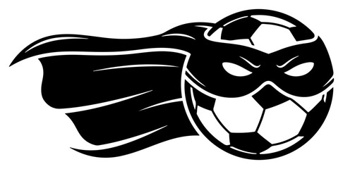 Soccer ball wearing superhero mask and flying cape in bold flat style © Anna