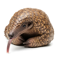 Obraz premium Isolated Giant Pangolin with Long Tongue Sticking Out on White Background