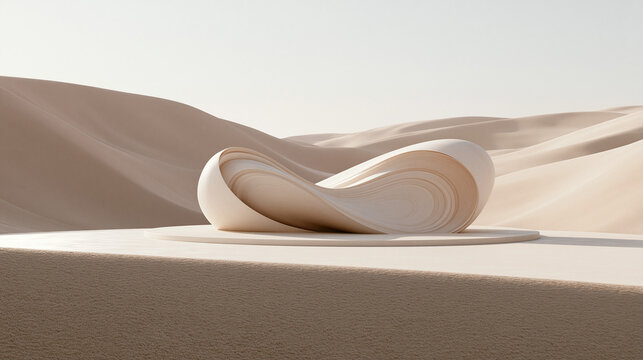 Abstract Beige Sculpture, Minimal Artistic Composition