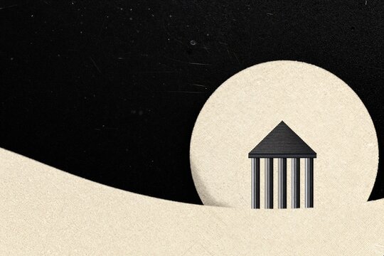 A silver coin of the temple, minimalist vector style illustration