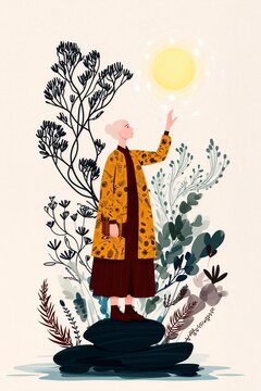 A spirit of prophecy, minimalist vector style illustration