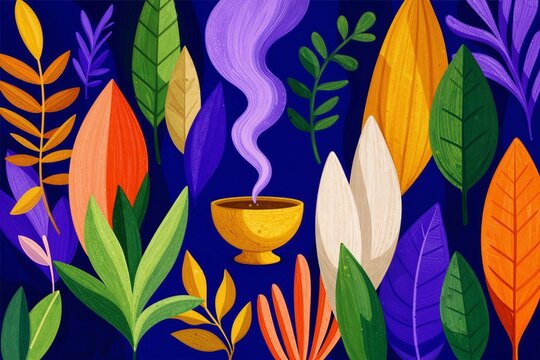 An incense burner, minimalist vector style illustration