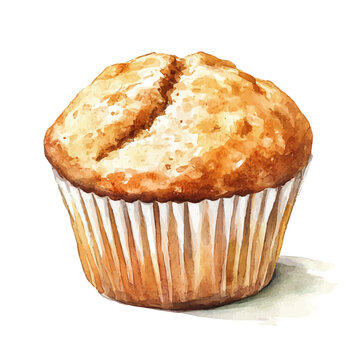 Muffin, watercolor vector, isolated on a white background.