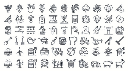 Agricultural Farm Icons and Symbols. © biw