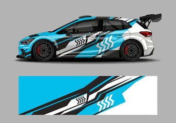 Obraz premium Professional hatchback vehicle wrap design with abstract geometric shapes