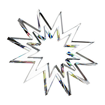 3d Render Abstract Dispersion Glass, Isolated holographic spectrum shape, Futuristic modern minimalist Y2K aesthetic, Transparent background, 3d illustration