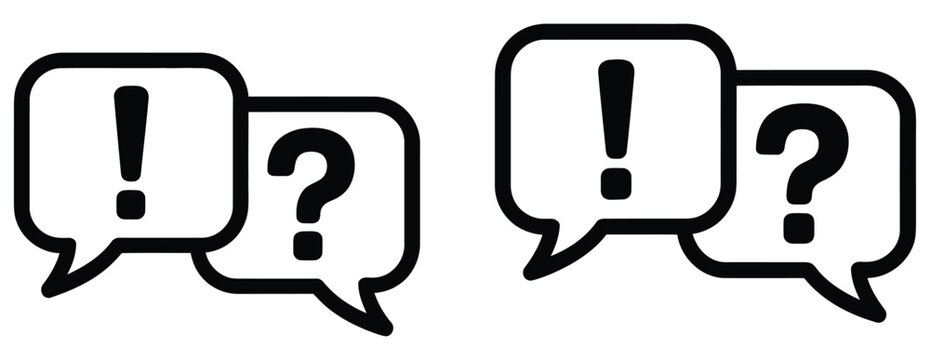 Confused speech bubble icon set featuring question marks representing doubt, unclear communication, thinking, and inquiry dialogue in minimal flat vector