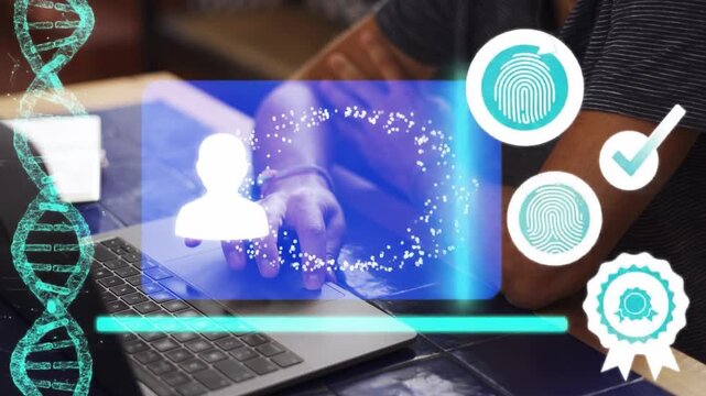 KYC Identity Verification Hologram Biometric Scan Animation Black Background Overlay