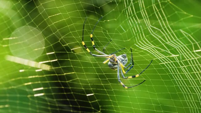 Portrait of a Golden orb web spider (Trichonephila inaurata), South Africa. 