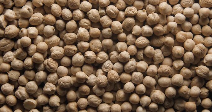Dried chickpeas close up studio shot over rotating