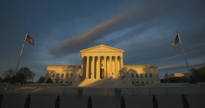 US Supreme Court Building in Dramatic Sunlight