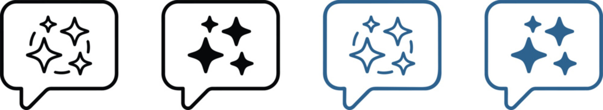 Minimalist ai chatbot icon set smart assistant chat bubble magic sparkles line solid