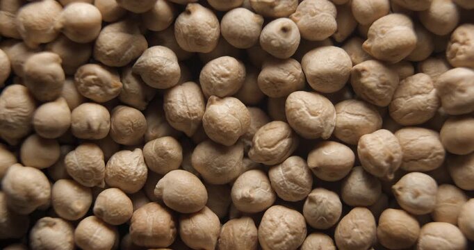 Dried chickpeas close up studio shot over rotating