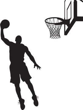 Silhouette of a basketball player dunking the ball with the number