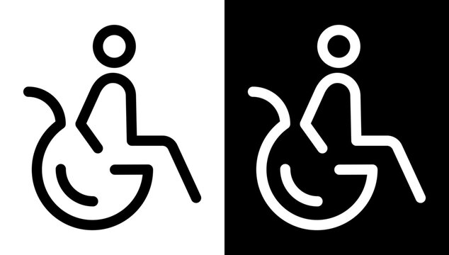 Wheelchair accessibility icon. Editable stroke. Vector graphics logo for disabled person, accessibility and public restroom signage design.