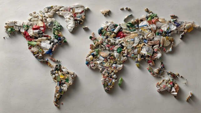  Trash-formed world map visualizes global waste problem
