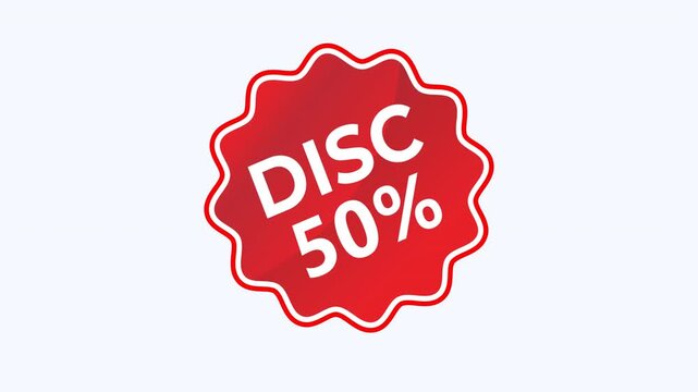 Red starburst with 50 off discount suitable for marketing materials, advertisements, websites, or online promotions.