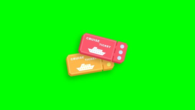 Isolated colorful movie tickets on green screen background.