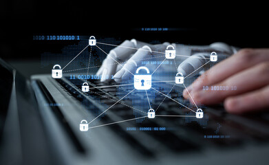 Fototapeta na wymiar AI strengthens cybersecurity with smart threat detection, virtual firewalls, and automated systems to prevent breaches and attacks. Artificial intelligence spline