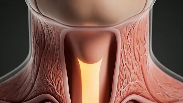 3D Medical Illustration of GERD Throat Irritation Concept Highlighting Human Anatomy Structure with Subtle Glow Effect for Educational and Healthcare Use