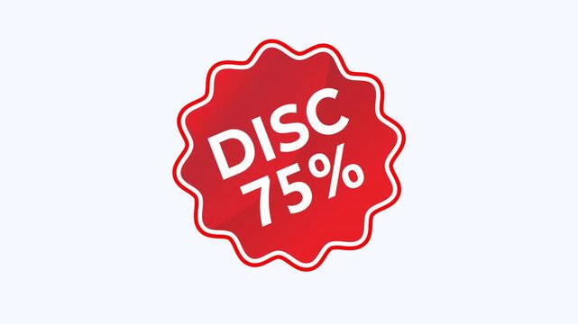 Red starburst sticker with 75 percent discount, perfect for marketing campaigns, advertising promotions, retail sales, and special offers.