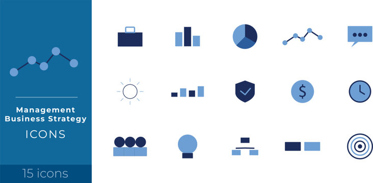 Corporate Management & Business Strategy &ndash; 15  Flat Two-Tone Icons