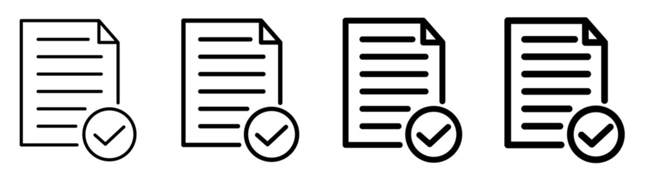 書類チェックアイコン 承認・確認・完了を表すビジネスドキュメント素材　Document Check Icon Approval Verified Completed Paper Symbol
